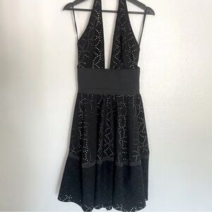 Nasty Gal Dye Cut Black Lace Halter Dress Sz M
